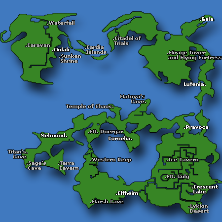 final fantasy 1 world map nes Final Fantasy I World Map Caves Of Narshe final fantasy 1 world map nes